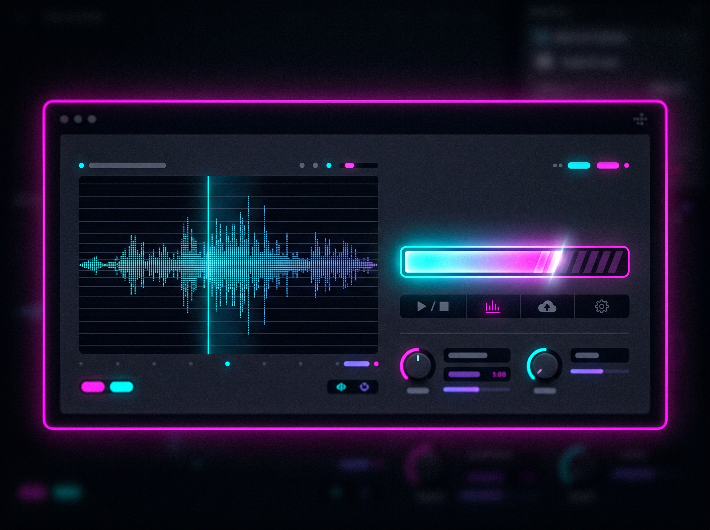 Voice clone upload interface with neon highlights
